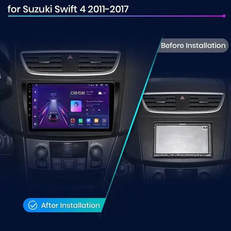 Radio Android do Suzuki Swift IV (2011-2017) CarPlay Android Auto 4G WiFi GPS DSP
