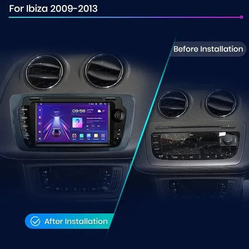 Radio Android do Seat Ibiza 6J (2009-2013) CarPlay Android Auto 4G WiFi GPS DSP