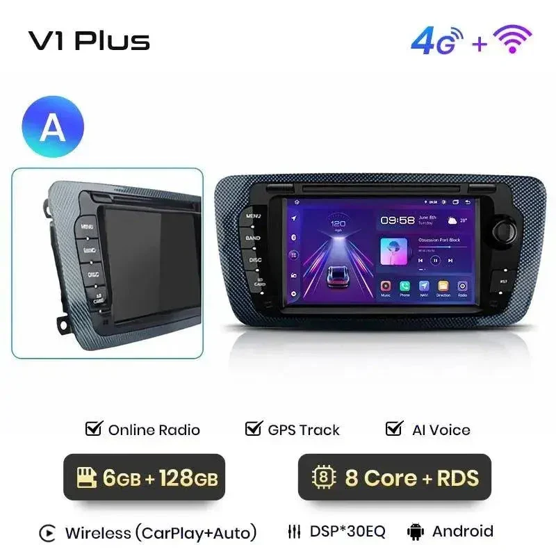 Radio Android do Seat Ibiza 6J (2009-2013) CarPlay Android Auto 4G WiFi GPS DSP