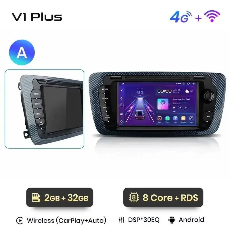 Radio Android do Seat Ibiza 6J (2009-2013) CarPlay Android Auto 4G WiFi GPS DSP