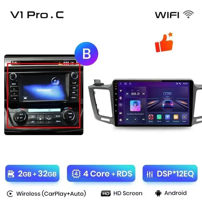 Radio Android do Toyota RAV4 (2012-2018) CarPlay Android Auto 4G WiFi GPS DSP