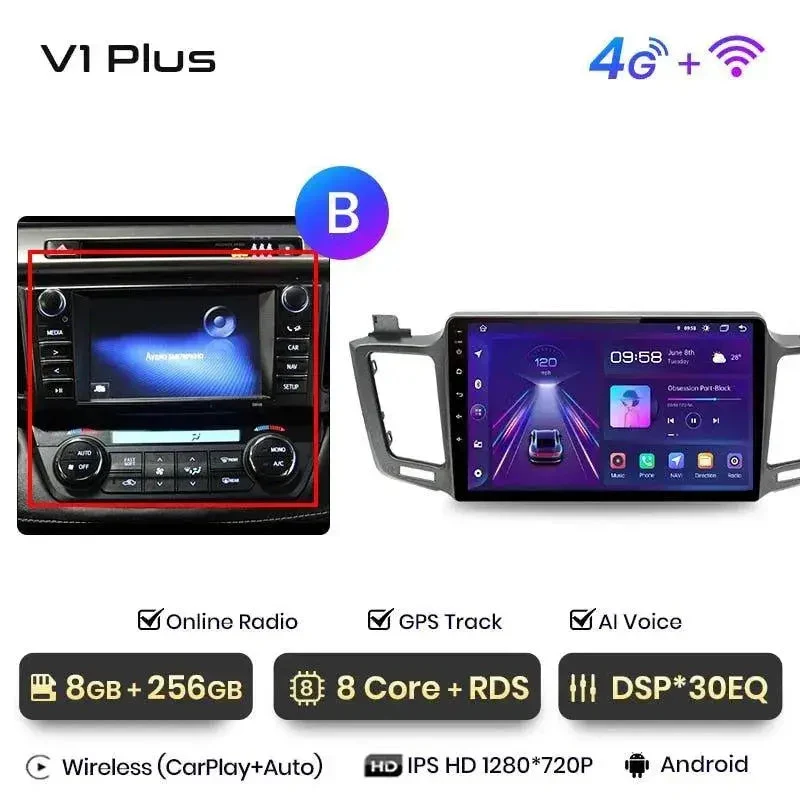 Radio Android do Toyota RAV4 (2012-2018) CarPlay Android Auto 4G WiFi GPS DSP