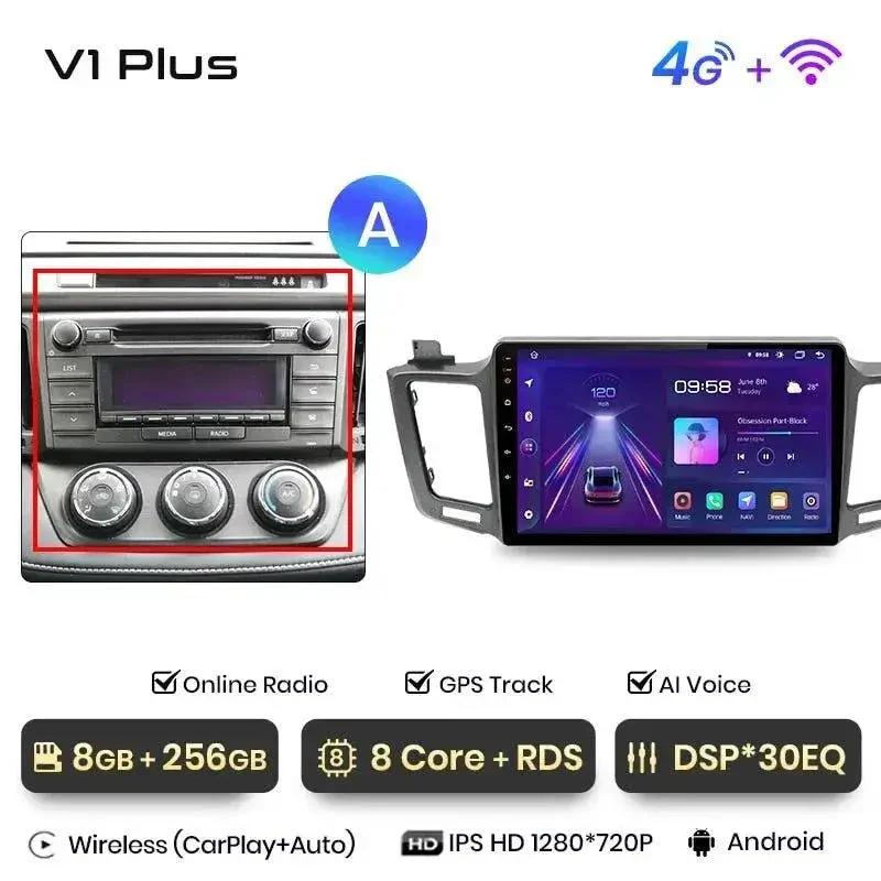 Radio Android do Toyota RAV4 (2012-2018) CarPlay Android Auto 4G WiFi GPS DSP