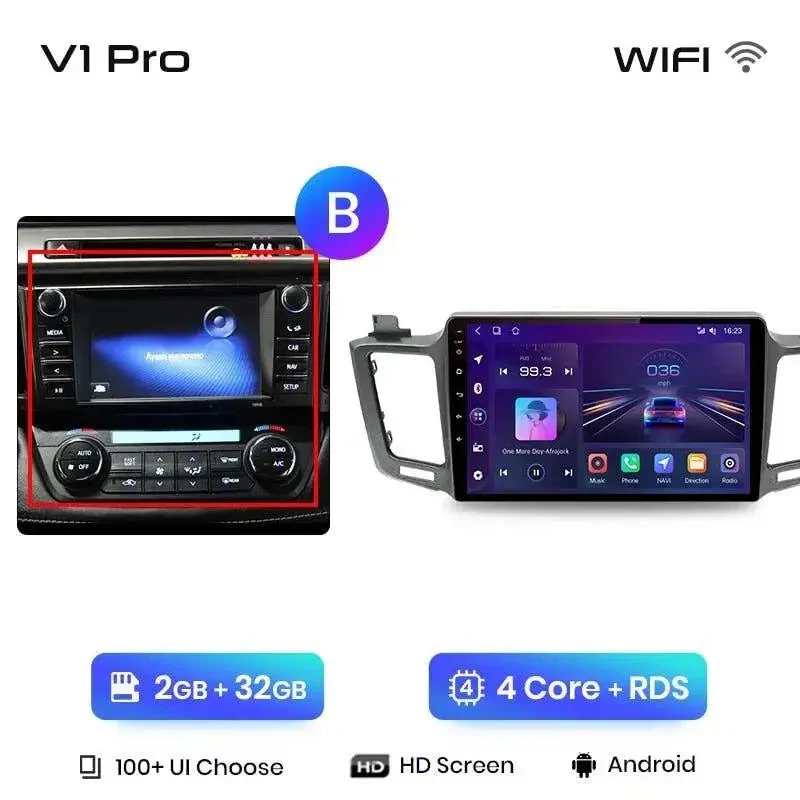 Radio Android do Toyota RAV4 (2012-2018) CarPlay Android Auto 4G WiFi GPS DSP