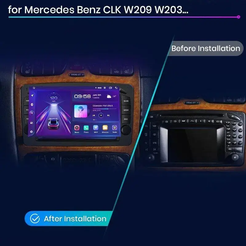 Radio Android do Mercedes-Benz CLK W209 C-Klasa W203 G-Klasa W463 CLK W208 CarPlay Android Auto 4G WiFi GPS DSP