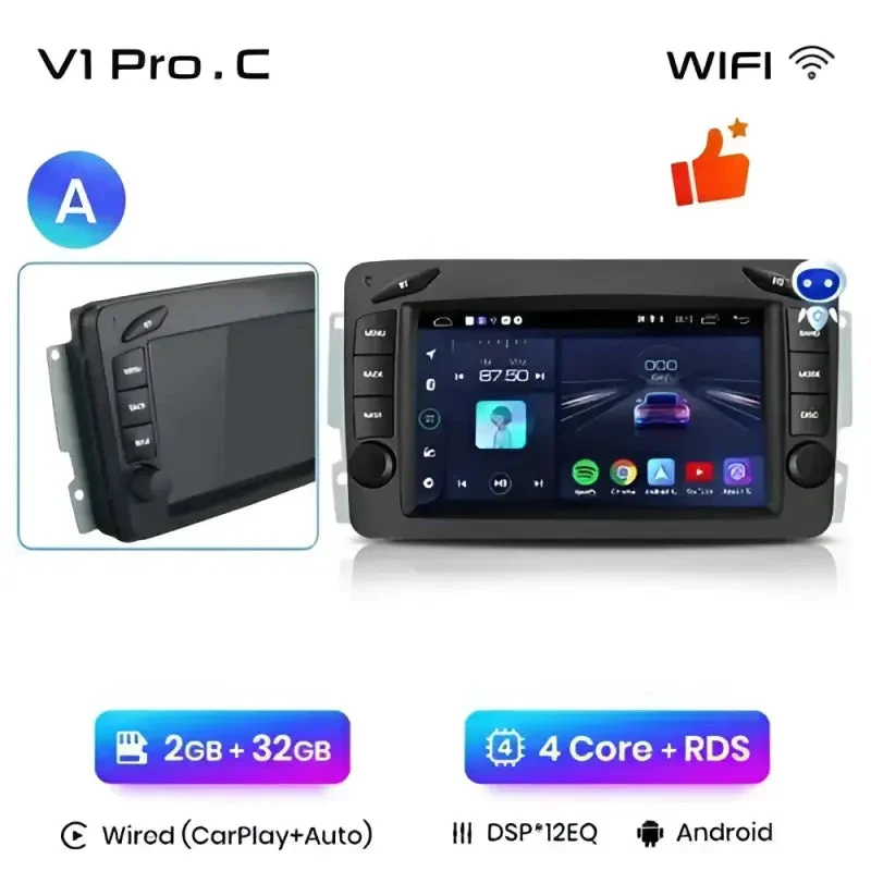 Radio Android do Mercedes-Benz CLK W209 C-Klasa W203 G-Klasa W463 CLK W208 CarPlay Android Auto 4G WiFi GPS DSP