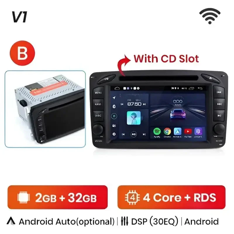 Radio Android do Mercedes-Benz CLK W209 C-Klasa W203 G-Klasa W463 CLK W208 CarPlay Android Auto 4G WiFi GPS DSP
