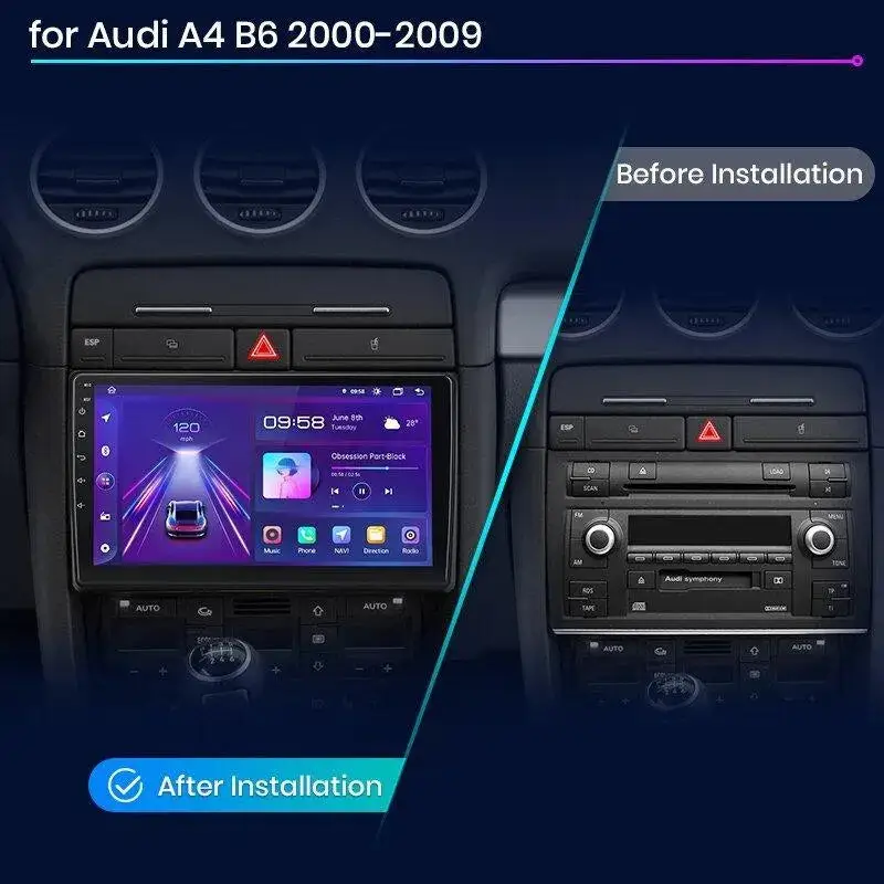Radio Android do Audi A4 B6 B7 (2000-2009) CarPlay Android Auto 4G WiFi GPS DSP