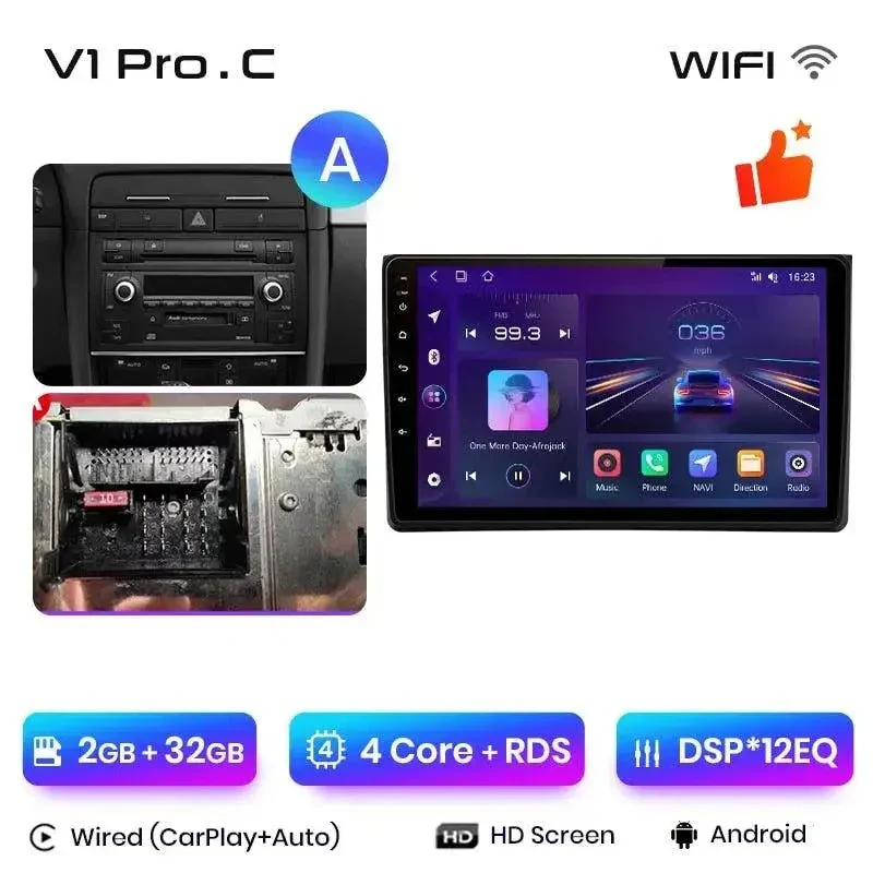 Radio Android do Audi A4 B6 B7 (2000-2009) CarPlay Android Auto 4G WiFi GPS DSP