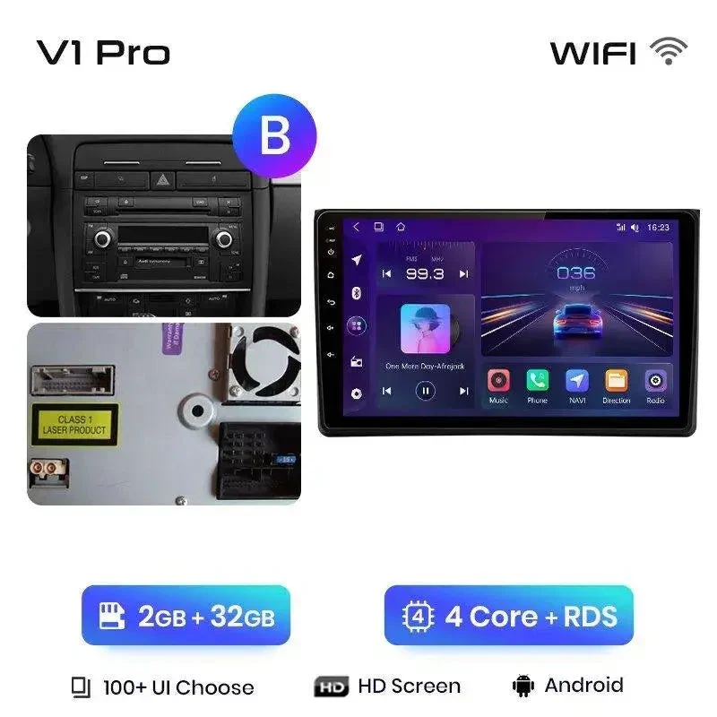 Radio Android do Audi A4 B6 B7 (2000-2009) CarPlay Android Auto 4G WiFi GPS DSP