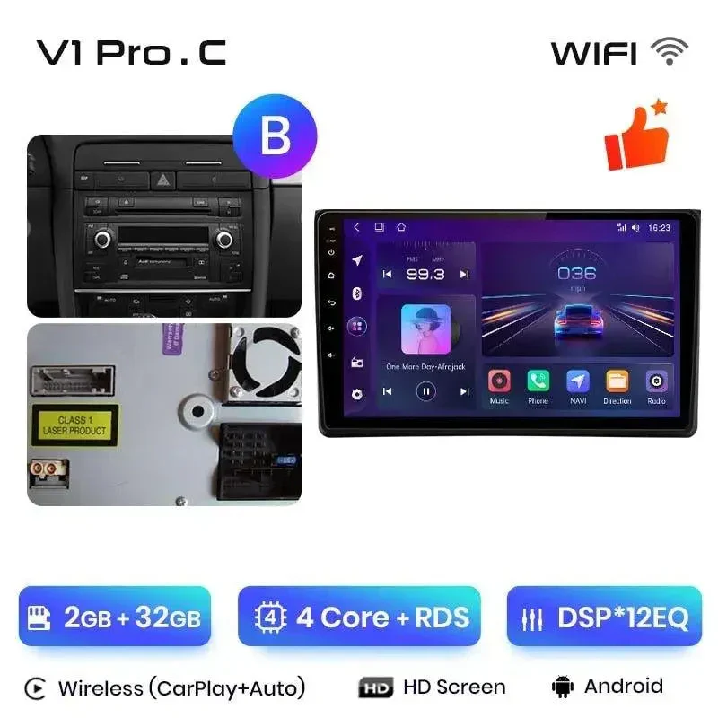 Radio Android do Audi A4 B6 B7 (2000-2009) CarPlay Android Auto 4G WiFi GPS DSP