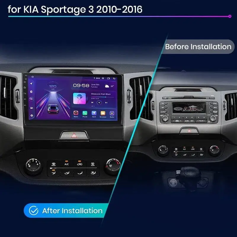 Radio Android do KIA Sportage III (2010-2016) CarPlay Android Auto 4G WiFi GPS DSP