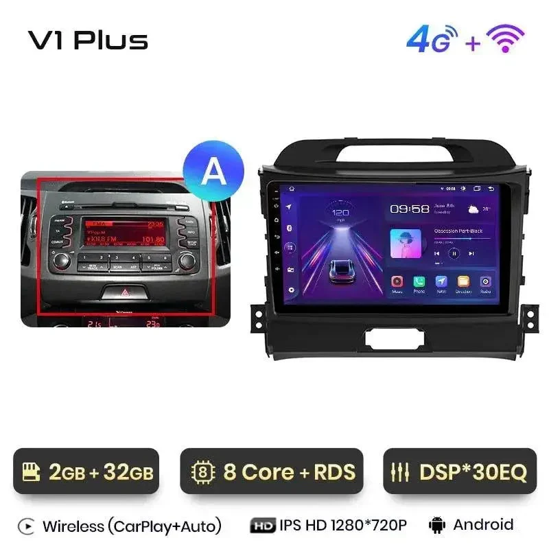 Radio Android do KIA Sportage III (2010-2016) CarPlay Android Auto 4G WiFi GPS DSP