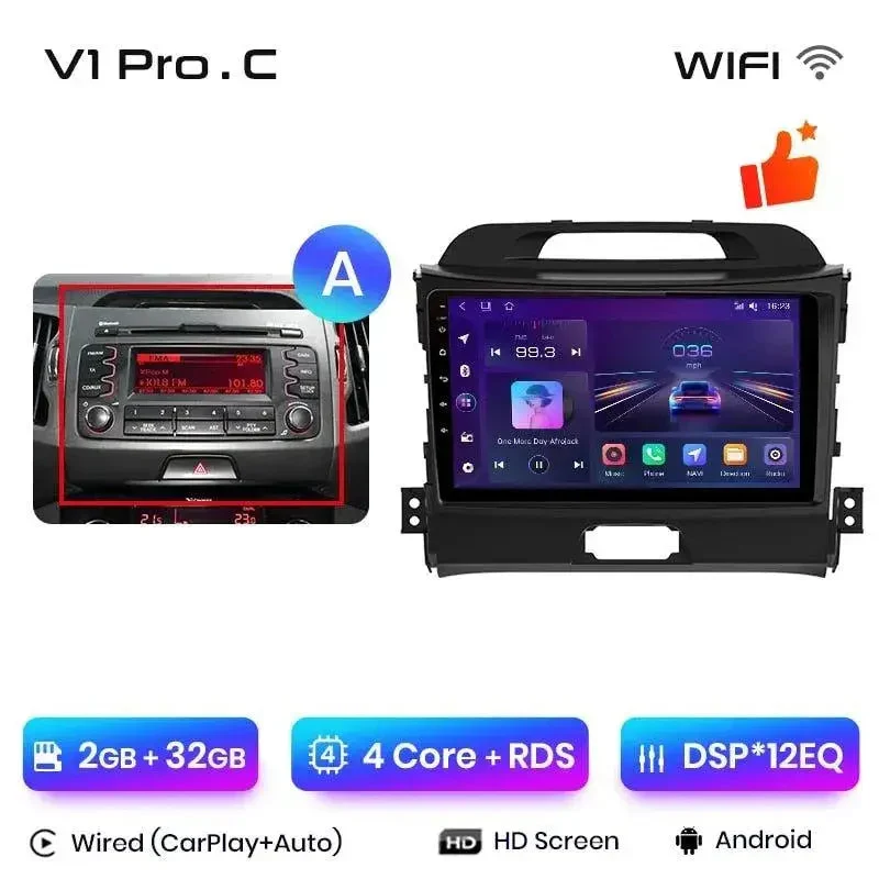 Radio Android do KIA Sportage III (2010-2016) CarPlay Android Auto 4G WiFi GPS DSP