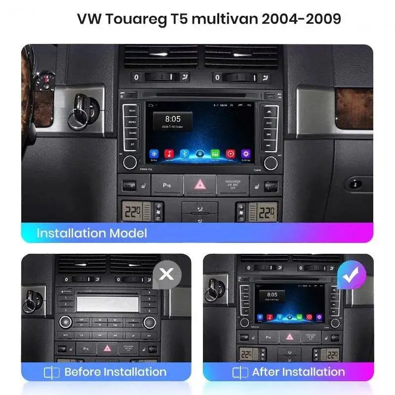 Radio Android do Volkswagen VW Touareg Multivan T5 Transporter T5 (2004-2009) CarPlay Android Auto 4G WiFi GPS DSP