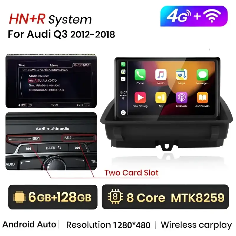 Radio Android do Audi Q3 Dedykowany (2012-2018) CarPlay Android Auto 4G WiFi GPS DSP Ekran