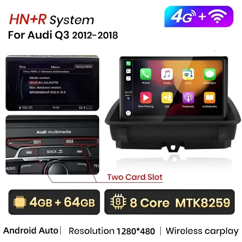 Radio Android do Audi Q3 Dedykowany (2012-2018) CarPlay Android Auto 4G WiFi GPS DSP Ekran