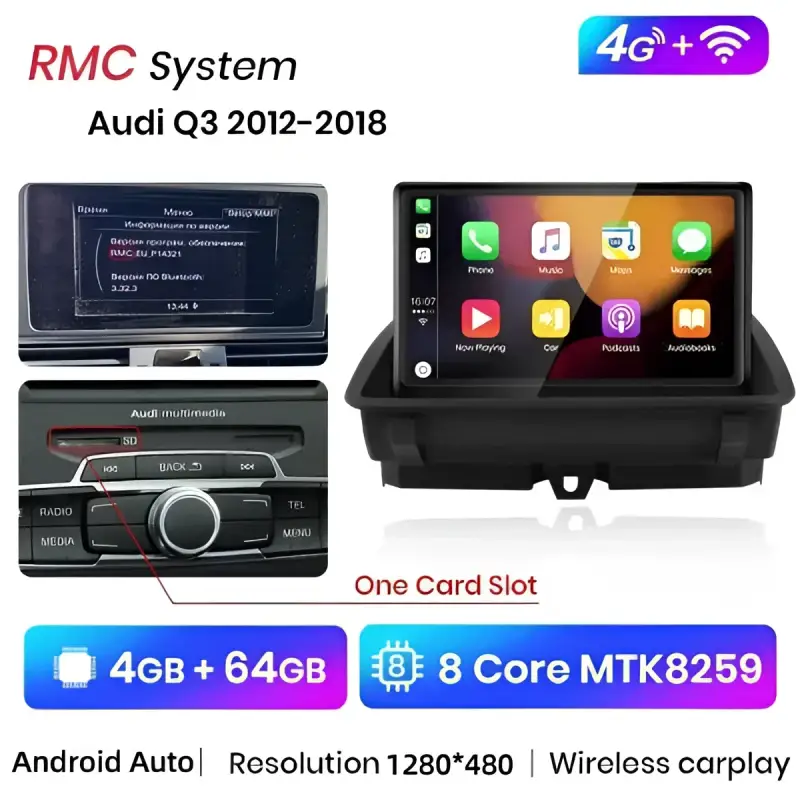 Radio Android do Audi Q3 Dedykowany (2012-2018) CarPlay Android Auto 4G WiFi GPS DSP Ekran