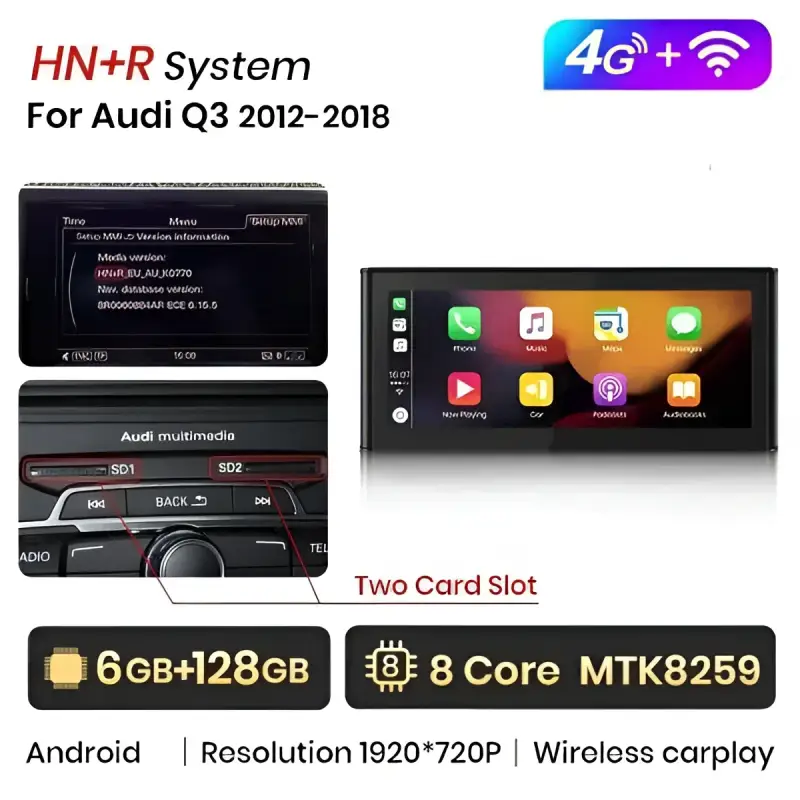 Radio Android do Audi Q3 Dedykowany Multimedialny (2012-2018) CarPlay Android Auto 4G WiFi GPS DSP Ekran