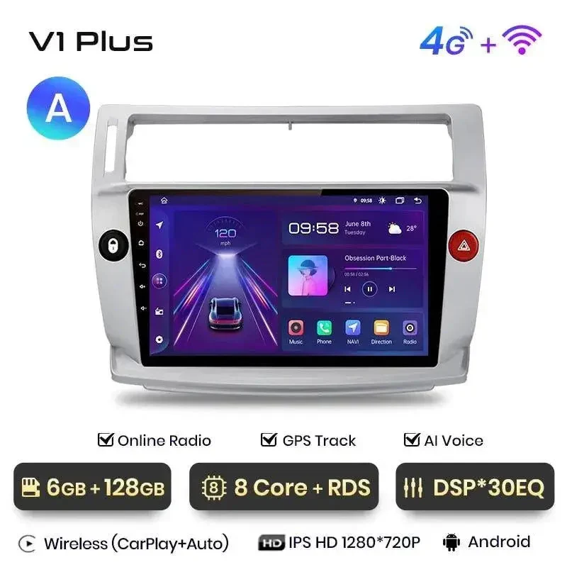 Radio Android do Citroen C4 (2004-2009) CarPlay Android Auto 4G WiFi GPS DSP