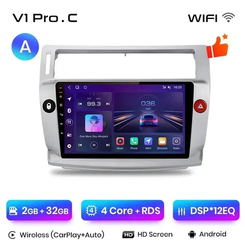 Radio Android do Citroen C4 (2004-2009) CarPlay Android Auto 4G WiFi GPS DSP