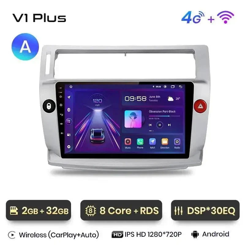 Radio Android do Citroen C4 (2004-2009) CarPlay Android Auto 4G WiFi GPS DSP