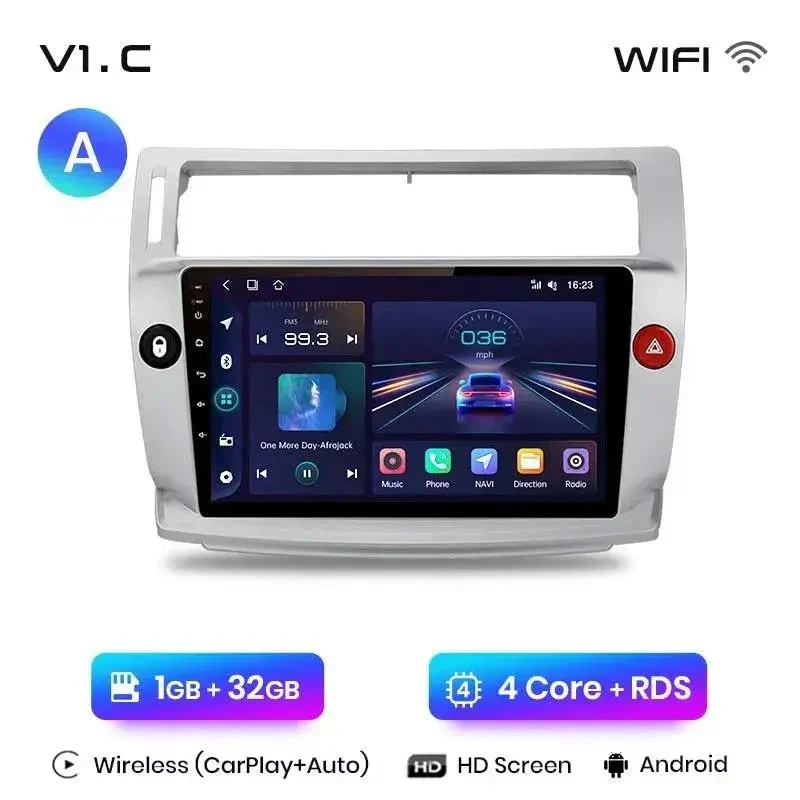 Radio Android do Citroen C4 (2004-2009) CarPlay Android Auto 4G WiFi GPS DSP