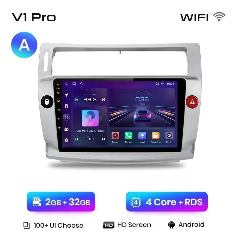 Radio Android do Citroen C4 (2004-2009) CarPlay Android Auto 4G WiFi GPS DSP