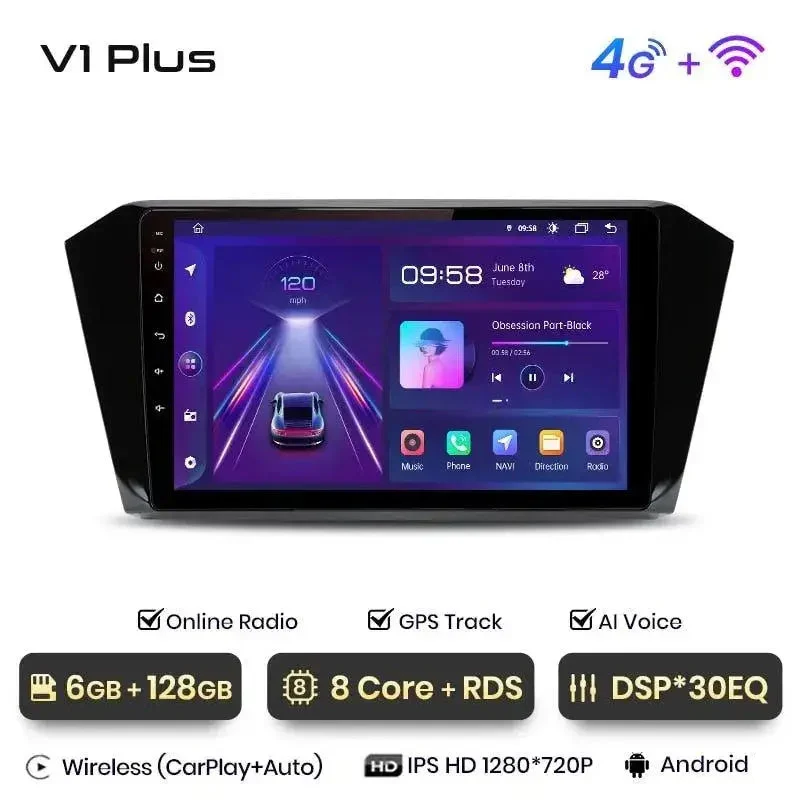 Radio Android do Volkswagen VW Passat B8 (2015-2020) CarPlay Android Auto 4G WiFi GPS DSP