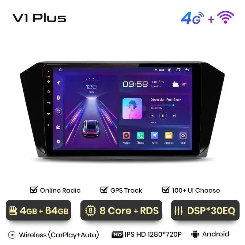 Radio Android do Volkswagen VW Passat B8 (2015-2020) CarPlay Android Auto 4G WiFi GPS DSP