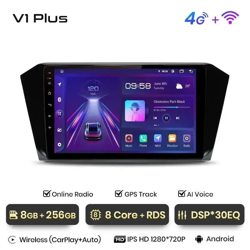Radio Android do Volkswagen VW Passat B8 (2015-2020) CarPlay Android Auto 4G WiFi GPS DSP