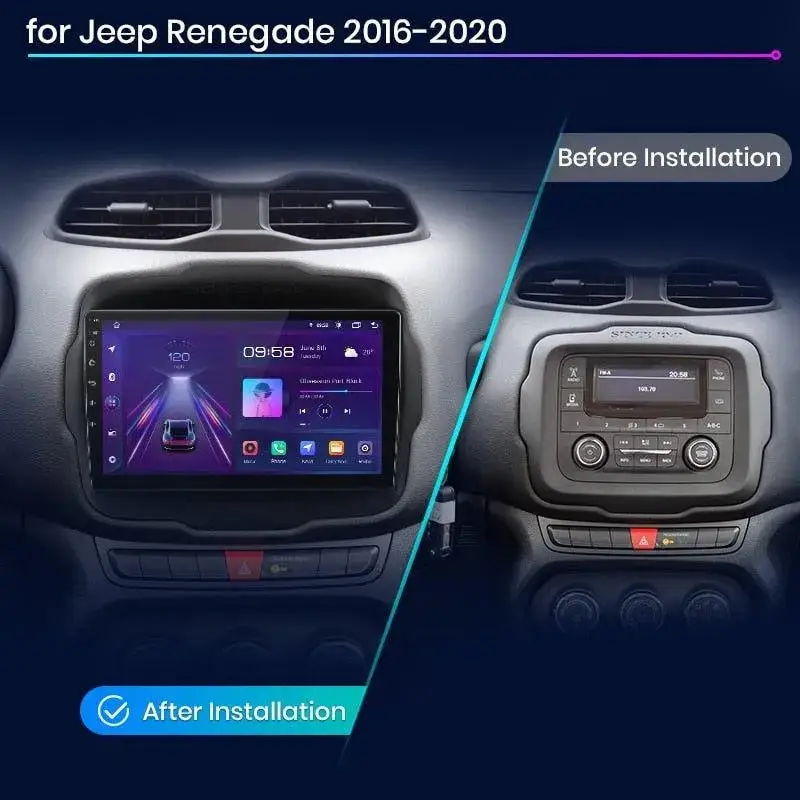 Radio Android do Jeep Renegade (2016-2020) CarPlay Android Auto 4G WiFi GPS DSP