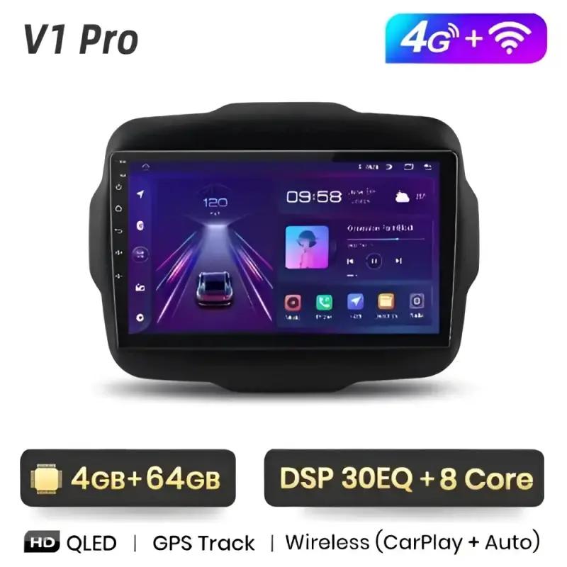 Radio Android do Jeep Renegade (2016-2020) CarPlay Android Auto 4G WiFi GPS DSP