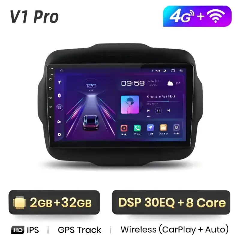 Radio Android do Jeep Renegade (2016-2020) CarPlay Android Auto 4G WiFi GPS DSP