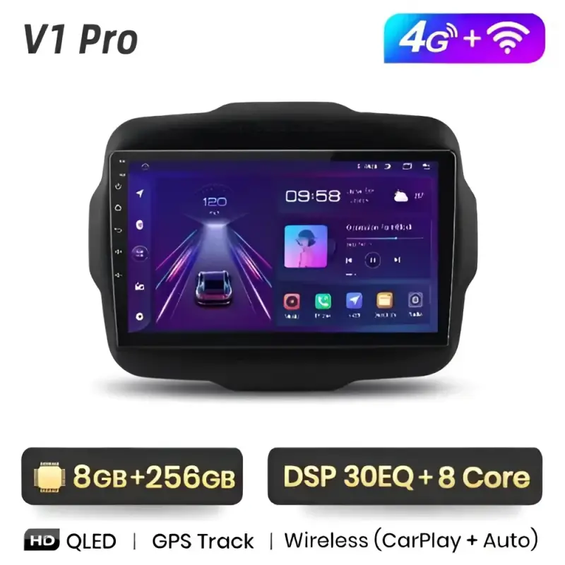 Radio Android do Jeep Renegade (2016-2020) CarPlay Android Auto 4G WiFi GPS DSP