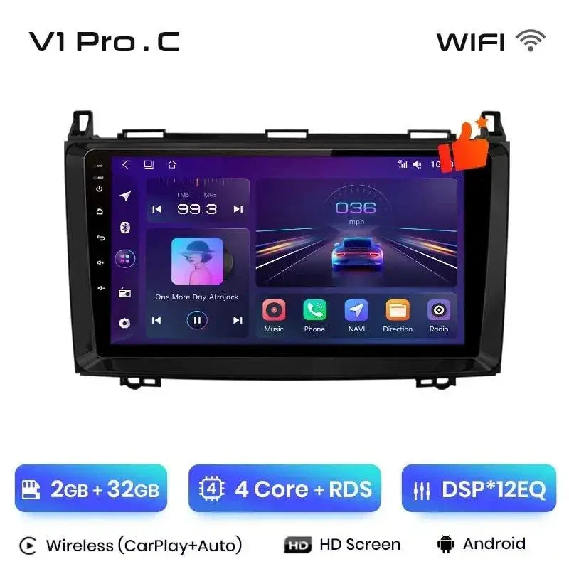 Radio Android do Mercedes-Benz W169 W245 B200 Sprinter W906 Vito W639 CarPlay Android Auto 4G WiFi GPS DSP