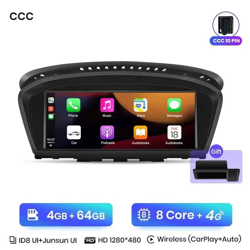 Radio Android do BMW Serii 5 E60 E61 E63 E64 Serii 3 E90 E91 E92 Dedykowany CarPlay Android Auto 4G WiFi GPS DSP Ekran