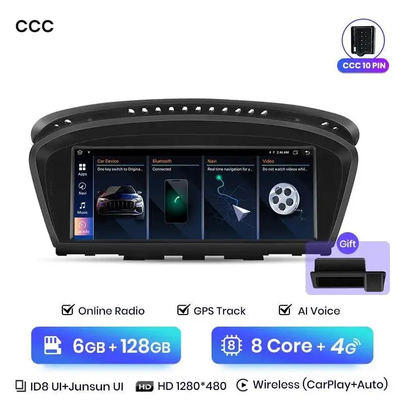 Radio Android do BMW Serii 5 E60 E61 E63 E64 Serii 3 E90 E91 E92 Dedykowany CarPlay Android Auto 4G WiFi GPS DSP Ekran