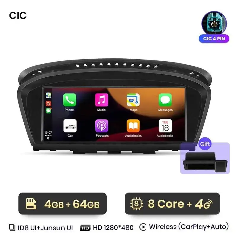 Radio Android do BMW Serii 5 E60 E61 E63 E64 Serii 3 E90 E91 E92 Dedykowany CarPlay Android Auto 4G WiFi GPS DSP Ekran