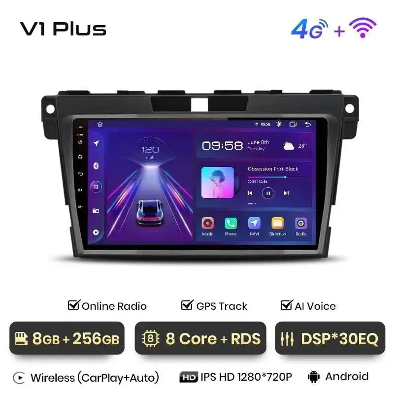 Radio Android do Mazda CX-7 (2008-2015) CarPlay Android Auto 4G WiFi GPS DSP