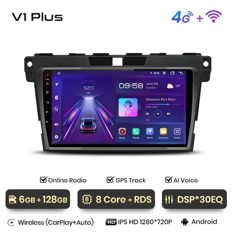 Radio Android do Mazda CX-7 (2008-2015) CarPlay Android Auto 4G WiFi GPS DSP