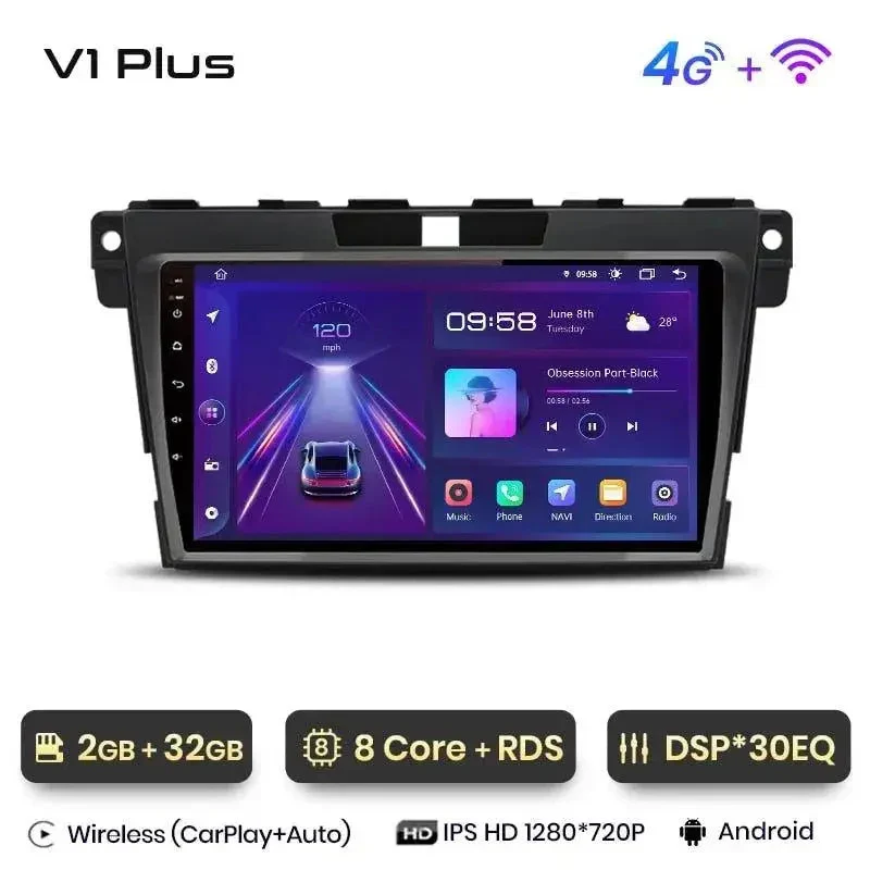 Radio Android do Mazda CX-7 (2008-2015) CarPlay Android Auto 4G WiFi GPS DSP