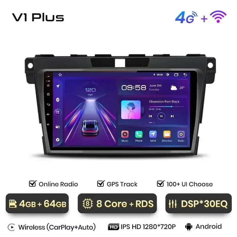 Radio Android do Mazda CX-7 (2008-2015) CarPlay Android Auto 4G WiFi GPS DSP