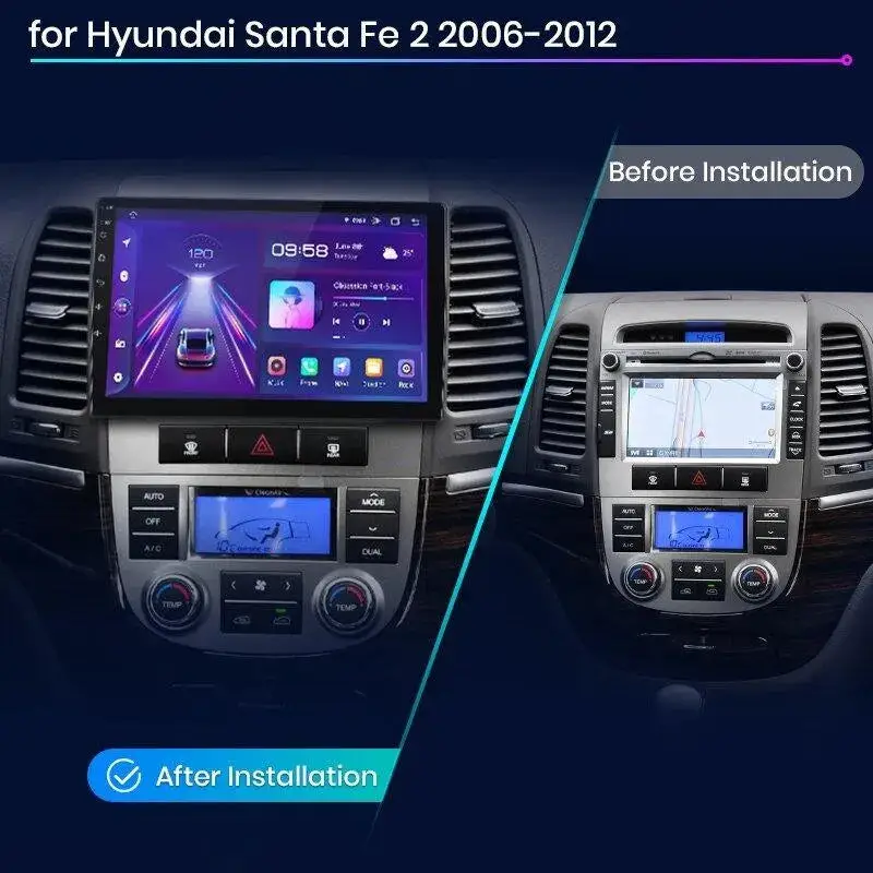 Radio Android do Hyundai Santa Fe II (2006-2012) CarPlay Android Auto 4G WiFi GPS DSP