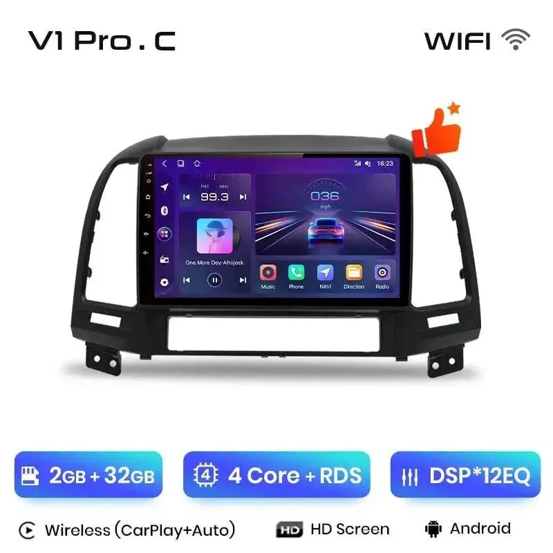 Radio Android do Hyundai Santa Fe II (2006-2012) CarPlay Android Auto 4G WiFi GPS DSP