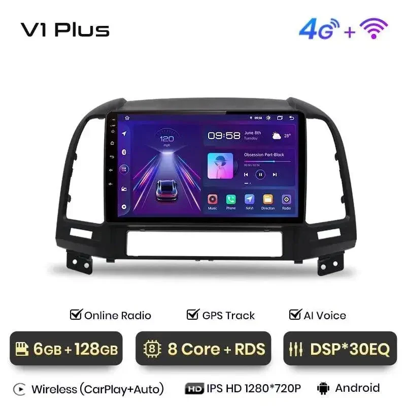 Radio Android do Hyundai Santa Fe II (2006-2012) CarPlay Android Auto 4G WiFi GPS DSP