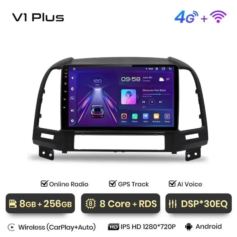 Radio Android do Hyundai Santa Fe II (2006-2012) CarPlay Android Auto 4G WiFi GPS DSP