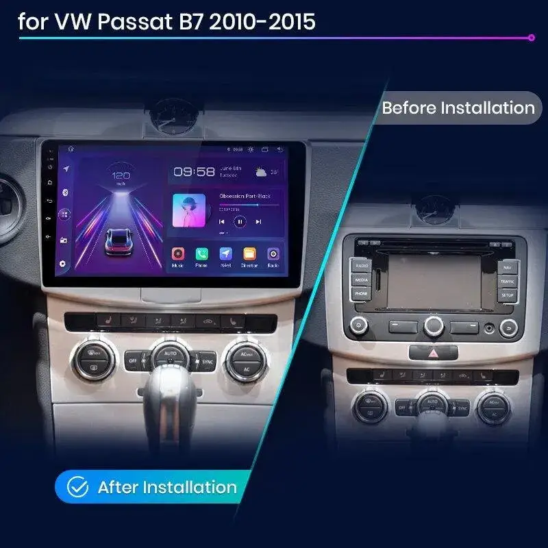 Radio Android do Volkswagen VW Passat B6 B7 CC (2005-2015) CarPlay Android Auto 4G WiFi GPS DSP