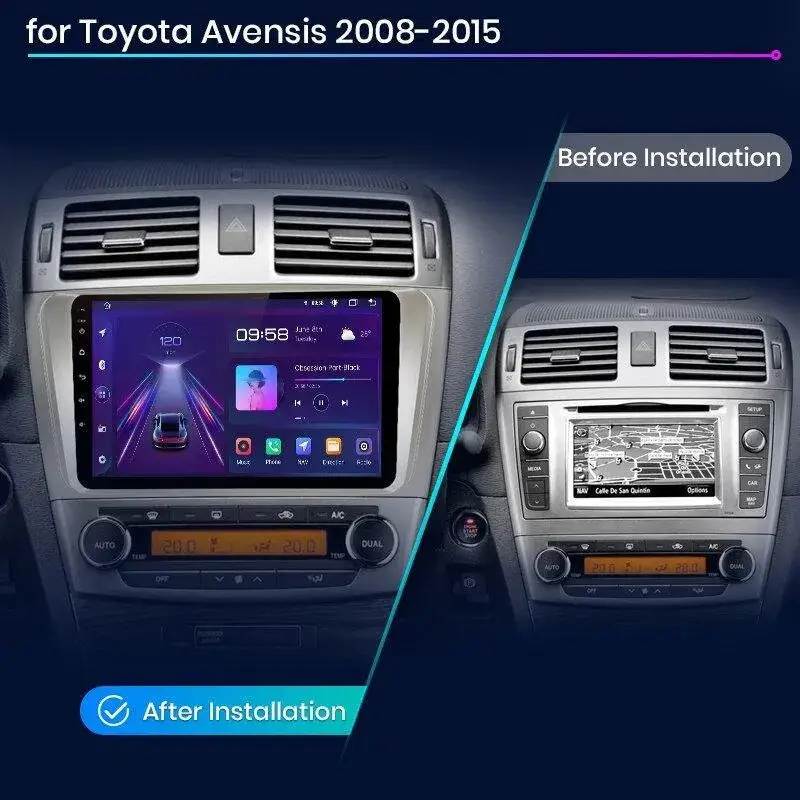 Radio Android do Toyota Avensis T27 (2008-2015) CarPlay Android Auto 4G WiFi GPS DSP