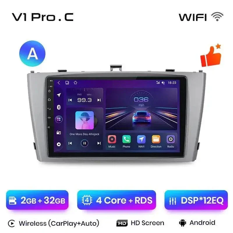 Radio Android do Toyota Avensis T27 (2008-2015) CarPlay Android Auto 4G WiFi GPS DSP